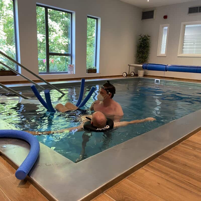 A client having aquatic physiotherapy in the hydrotherapy pool at STEPS