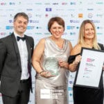 Jules and Fiona collect the award at the Sheffield Business Awards 2024